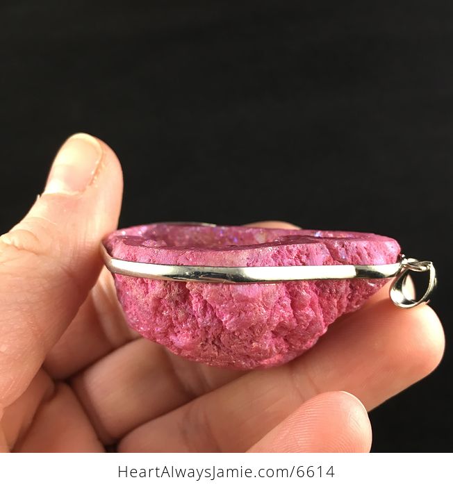 Pink Druzy Geode Agate Stone Jewelry Pendant - #3BmERGacju8-3