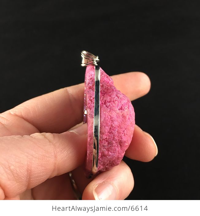Pink Druzy Geode Agate Stone Jewelry Pendant - #3BmERGacju8-5