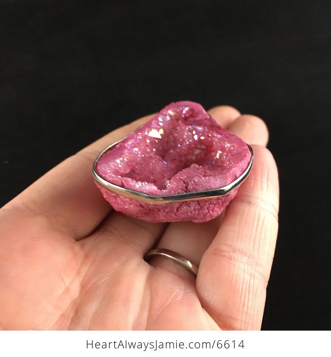 Pink Druzy Geode Agate Stone Jewelry Pendant - #3BmERGacju8-2