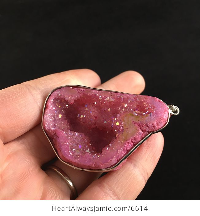 Pink Druzy Geode Agate Stone Jewelry Pendant - #3BmERGacju8-4