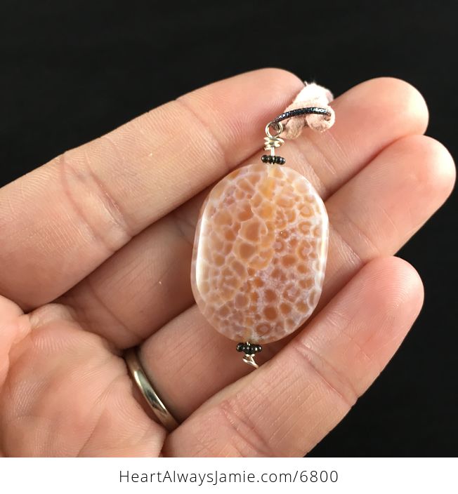 Pink Fire Agate Stone Jewelry Pendant Necklace - #RnE64dbxx14-4