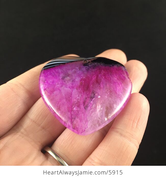 Pink Heart Shaped Druzy Agate Stone Jewelry Pendant - #whWov66060o-8