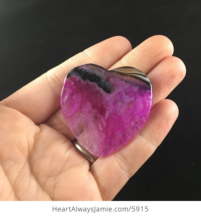 Pink Heart Shaped Druzy Agate Stone Jewelry Pendant - #whWov66060o-12