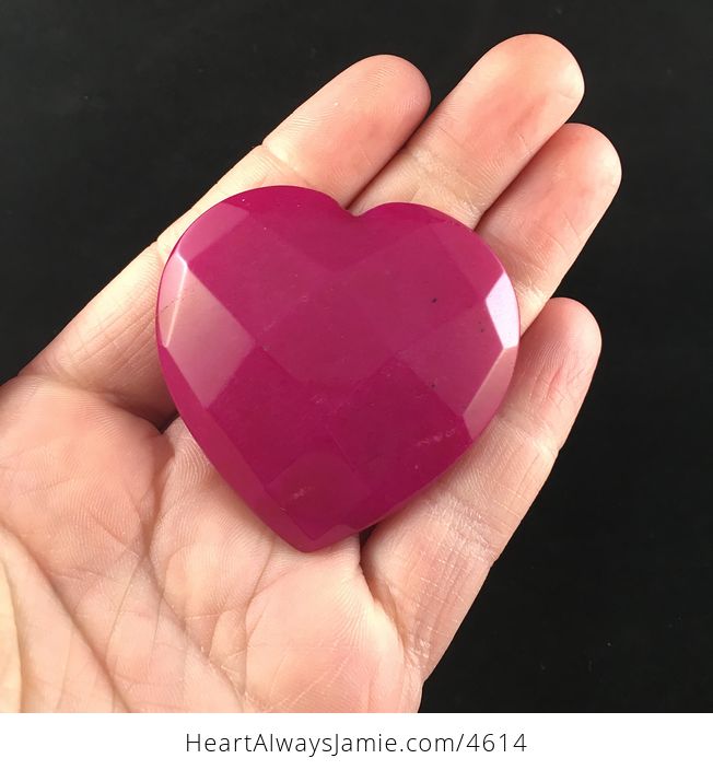 Pink Jade Stone Faceted Heart Shaped Cabochon - #L8q0vfLcaQs-4