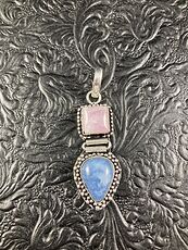 Pink Moonstone and Oregon Blue Owyhee Opal Crystal Stone Jewelry Pendant #ge8ce7MzO8E