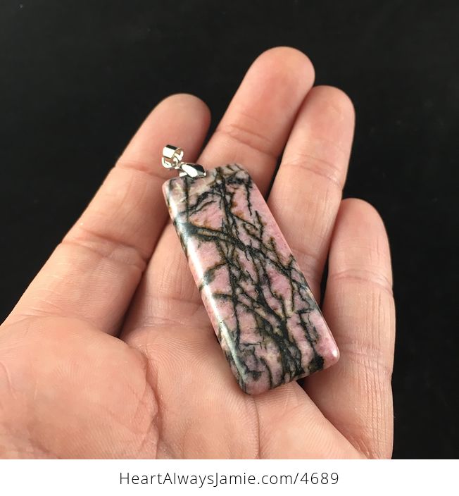 Pink Natural Rhodonite Stone Jewelry Pendant - #zOxR9TCY1lk-3
