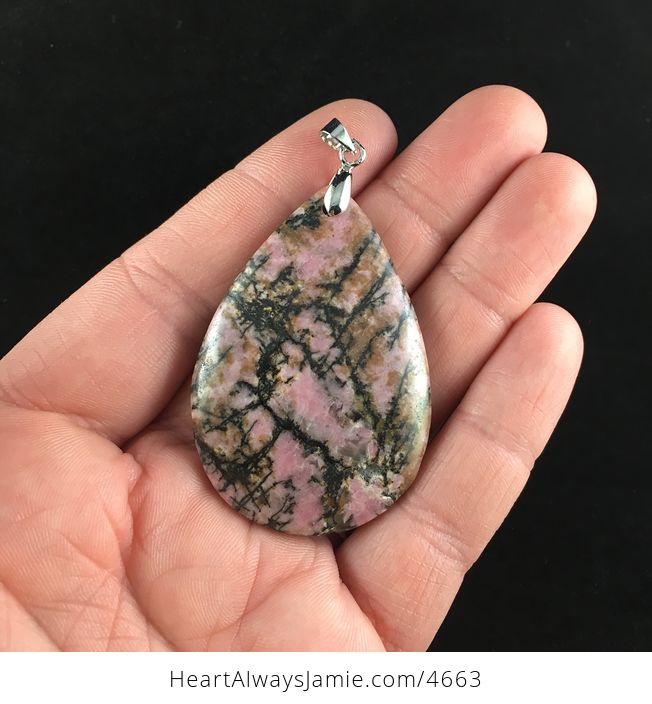 Pink Natural Rhodonite Stone Pendant Jewelry - #C7d89OV3CUg-1