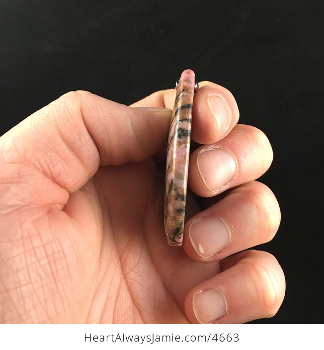 Pink Natural Rhodonite Stone Pendant Jewelry - #C7d89OV3CUg-4