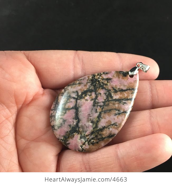 Pink Natural Rhodonite Stone Pendant Jewelry - #C7d89OV3CUg-3