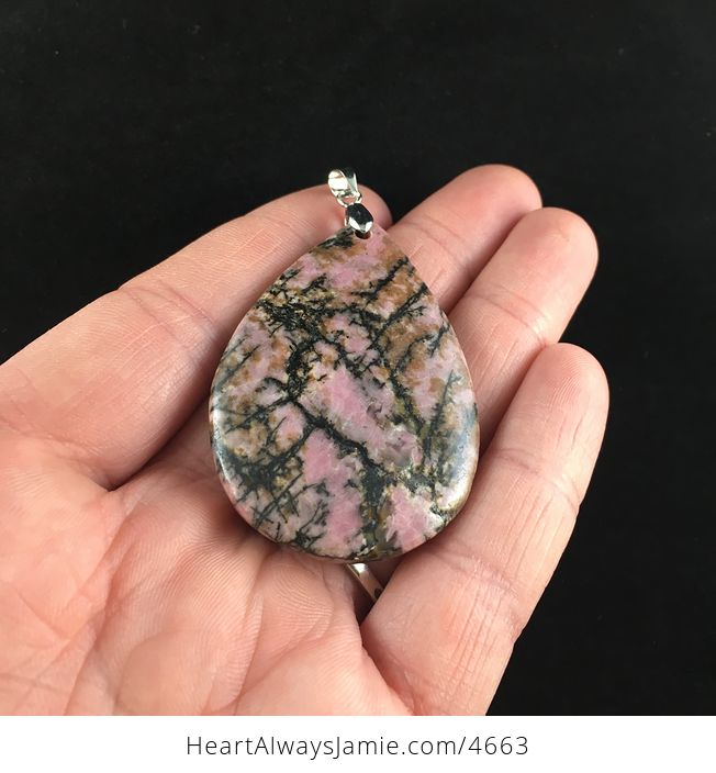 Pink Natural Rhodonite Stone Pendant Jewelry - #C7d89OV3CUg-2
