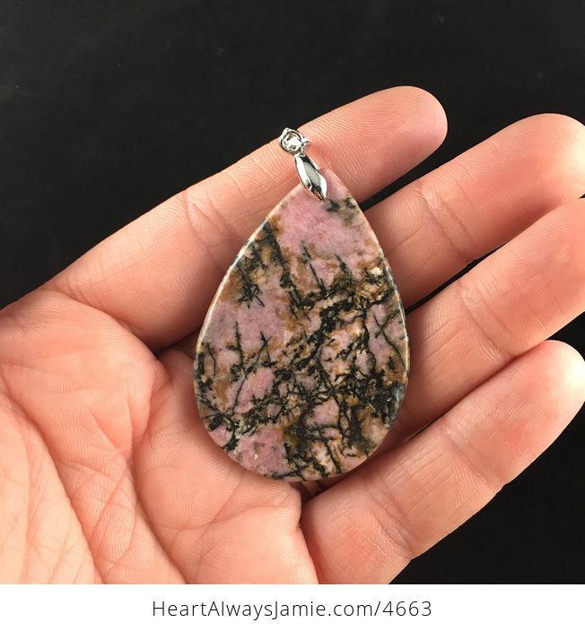 Pink Natural Rhodonite Stone Pendant Jewelry - #C7d89OV3CUg-5