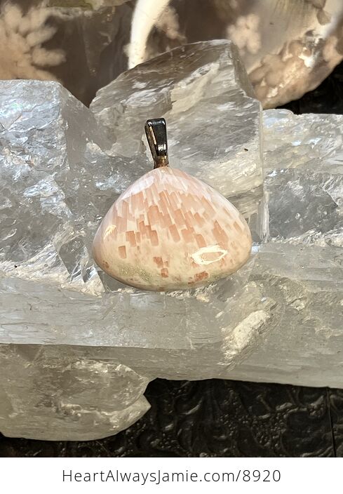 Pink Peach Stilbite Scolecite Stone Jewelry Pendant - #THyhVjbmaR4-6