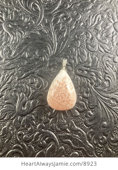 Pink Peach Stilbite Scolecite Stone Jewelry Pendant - #nYVn8hFjv5g-3