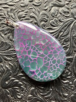 Pink Purple and Green Dragon Veins Agate Stone Jewelry Pendant #8xCWdR4fLvo