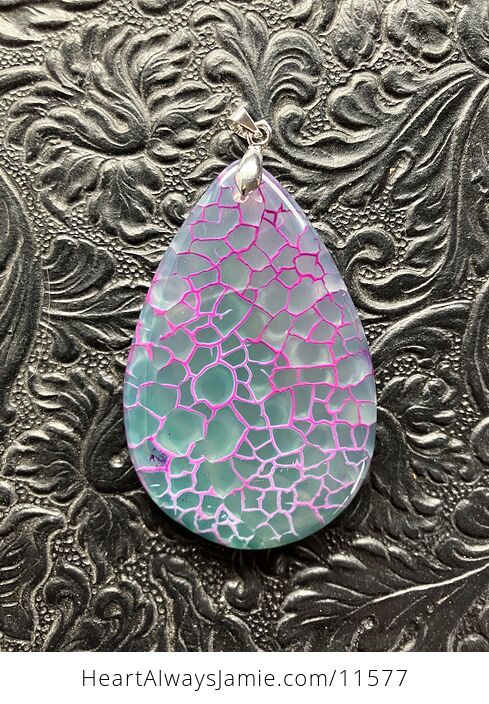 Pink Purple and Green Dragon Veins Agate Stone Jewelry Pendant - #8xCWdR4fLvo-2