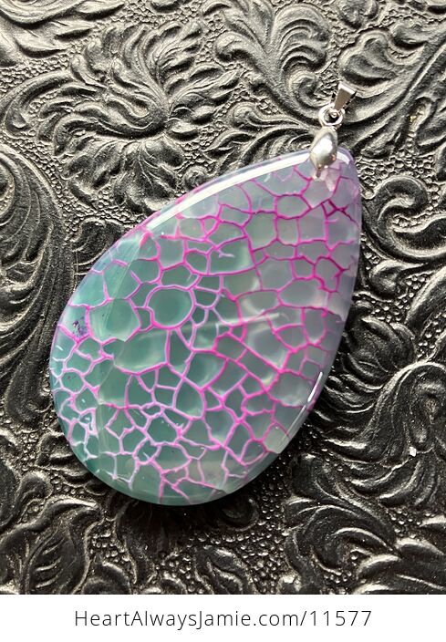 Pink Purple and Green Dragon Veins Agate Stone Jewelry Pendant - #8xCWdR4fLvo-3