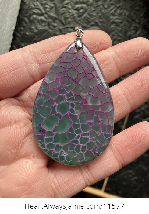 Pink Purple and Green Dragon Veins Agate Stone Jewelry Pendant - #8xCWdR4fLvo-5