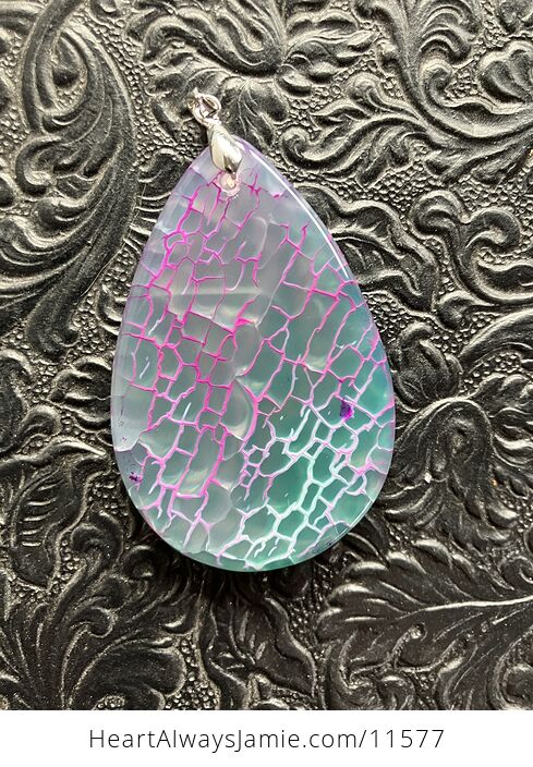 Pink Purple and Green Dragon Veins Agate Stone Jewelry Pendant - #8xCWdR4fLvo-4