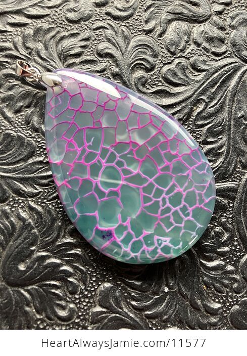 Pink Purple and Green Dragon Veins Agate Stone Jewelry Pendant - #8xCWdR4fLvo-1
