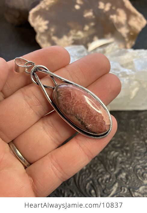 Pink Rhodochrosite Crystal Stone Jewelry Pendant - #AXd1UgRqwAw-3