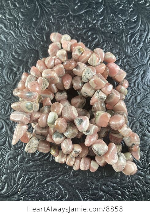 Pink Rhodochrosite Stone Crystal Chip Stretchy Bracelet Jewelry - #mIfSkAPFNGk-3