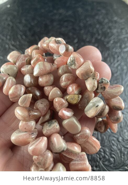 Pink Rhodochrosite Stone Crystal Chip Stretchy Bracelet Jewelry - #mIfSkAPFNGk-2