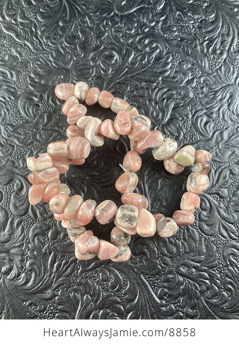 Pink Rhodochrosite Stone Crystal Chip Stretchy Bracelet Jewelry - #mIfSkAPFNGk-4