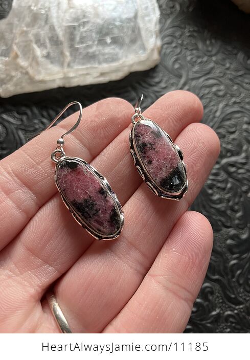 Pink Rhodonite Stone Jewelry Crystal Earrings - #ypmeL7RSP80-3