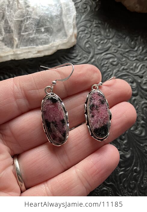 Pink Rhodonite Stone Jewelry Crystal Earrings - #ypmeL7RSP80-2