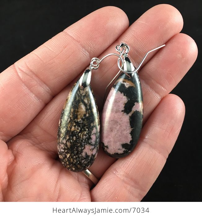 Pink Rhodonite Stone Jewelry Earrings - #BnL9feIY3F8-1
