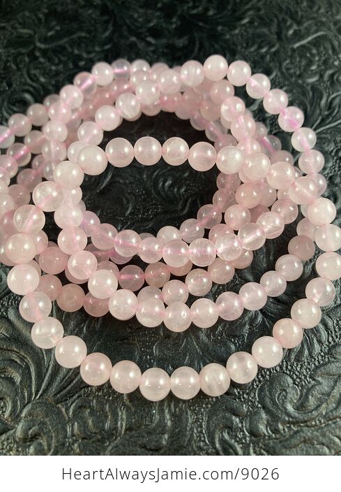 Pink Rose Quartz 6mm Natural Gemstone Jewelry Bracelet - #7tJe76lFXow-2
