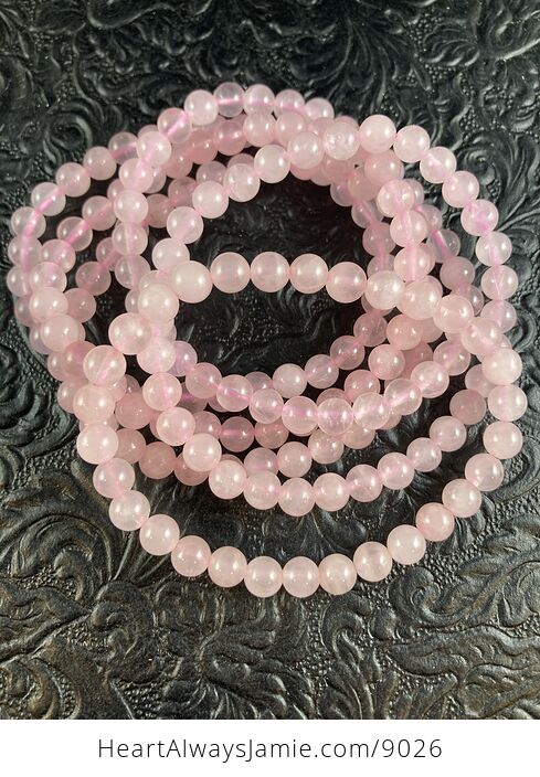 Pink Rose Quartz 6mm Natural Gemstone Jewelry Bracelet - #7tJe76lFXow-1