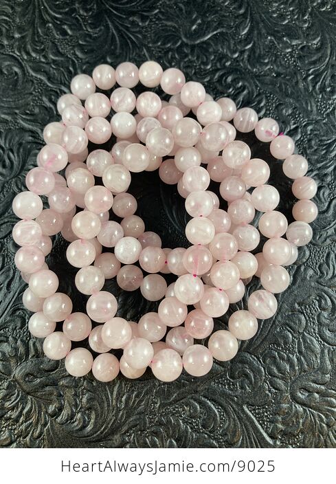Pink Rose Quartz 8mm Natural Gemstone Jewelry Bracelet - #o2CKlD7ipAI-2
