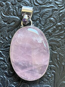 Pink Rose Quartz and Amethyst Crystal Stone Jewelry Pendant #2ah9p6RXkoA