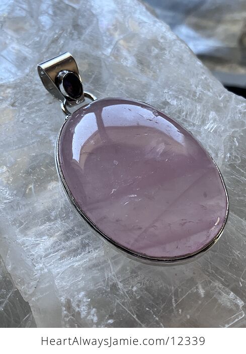 Pink Rose Quartz and Amethyst Crystal Stone Jewelry Pendant - #2ah9p6RXkoA-3