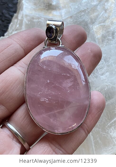 Pink Rose Quartz and Amethyst Crystal Stone Jewelry Pendant - #2ah9p6RXkoA-5