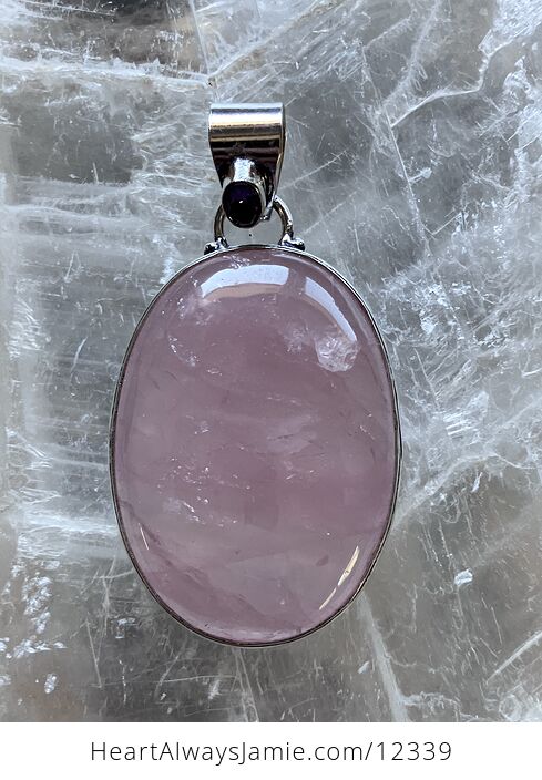 Pink Rose Quartz and Amethyst Crystal Stone Jewelry Pendant - #2ah9p6RXkoA-2