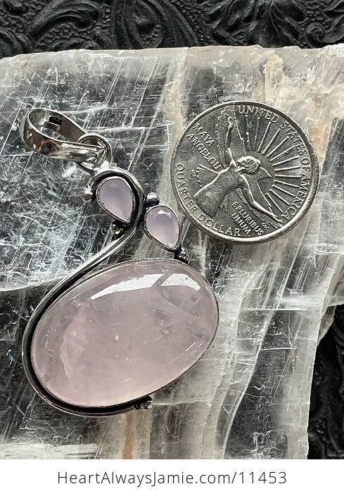 Pink Rose Quartz and Chalcedony Crystal Stone Jewelry Pendant - #7Bid7FL0unY-8