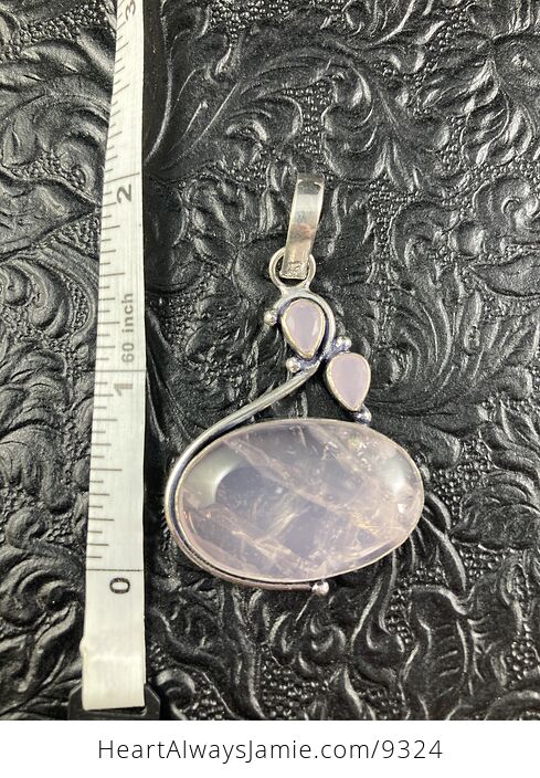 Pink Rose Quartz and Chalcedony Crystal Stone Jewelry Pendant - #wMfkk104ISc-3