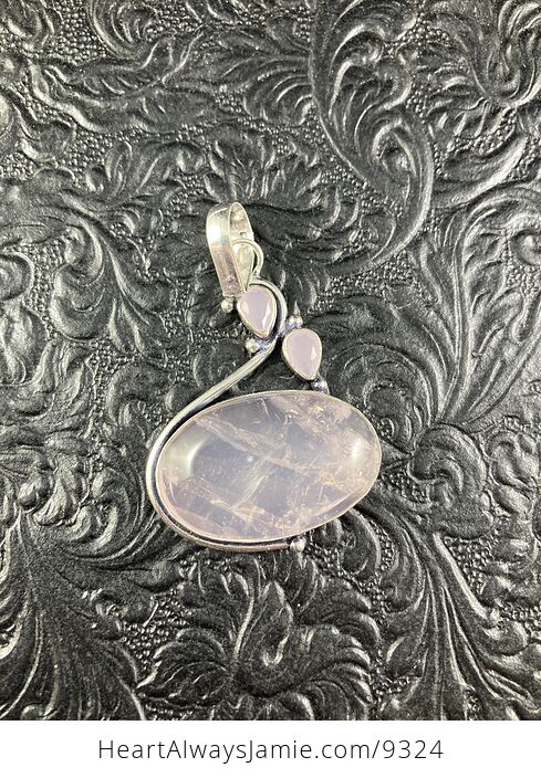 Pink Rose Quartz and Chalcedony Crystal Stone Jewelry Pendant - #wMfkk104ISc-2
