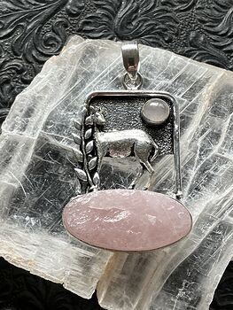 Pink Rose Quartz Crystal Stone Deer Jewelry Pendant #nKFrYK7OWjk
