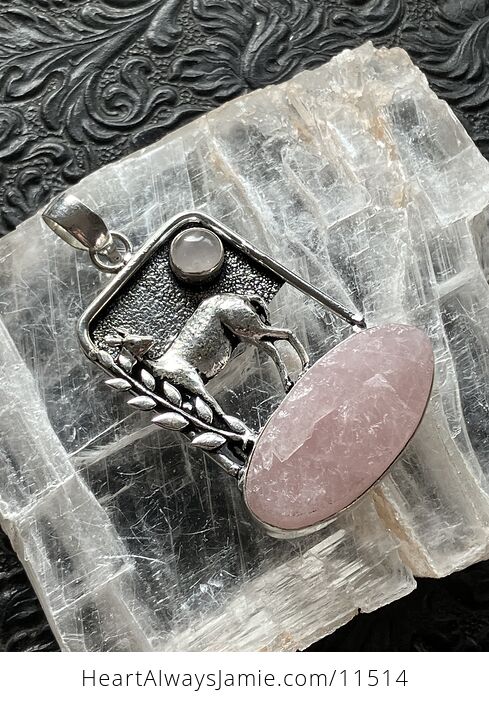 Pink Rose Quartz Crystal Stone Deer Jewelry Pendant - #nKFrYK7OWjk-6