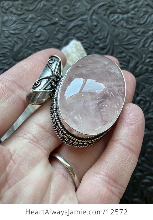 Pink Rose Quartz Crystal Stone Jewelry Pendant - #Q4hhX6wjvyY-3