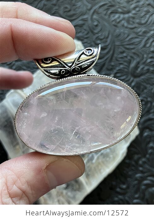 Pink Rose Quartz Crystal Stone Jewelry Pendant - #Q4hhX6wjvyY-6