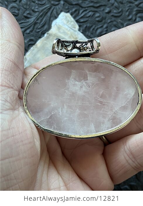 Pink Rose Quartz Crystal Stone Jewelry Pendant - #RDLaFYjAfuE-4