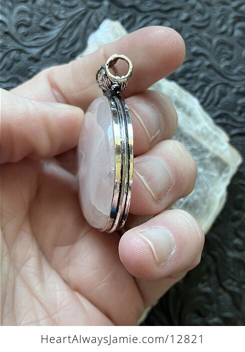 Pink Rose Quartz Crystal Stone Jewelry Pendant - #RDLaFYjAfuE-3