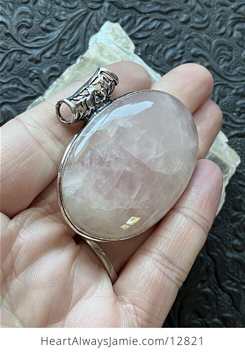 Pink Rose Quartz Crystal Stone Jewelry Pendant - #RDLaFYjAfuE-2