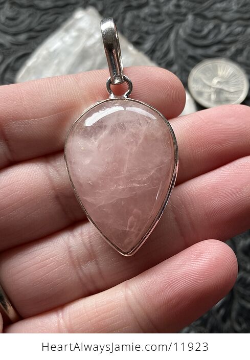 Pink Rose Quartz Crystal Stone Jewelry Pendant - #TJXqj1NsBWI-2