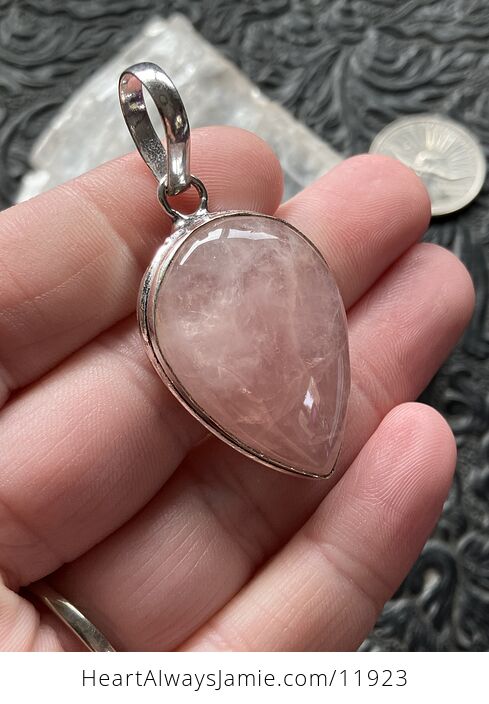 Pink Rose Quartz Crystal Stone Jewelry Pendant - #TJXqj1NsBWI-3