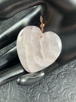 Pink Rose Quartz Heart Shaped Stone Jewelry Pendant #OF3sFP2jYW4